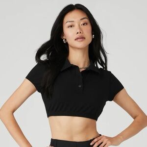 Alo Yoga Prestige Cropped Polo Top